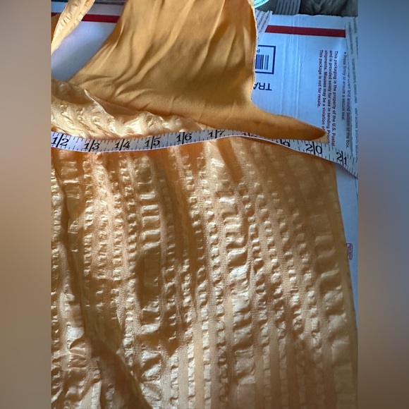 Frame Draped Crinkle Halter Neck Top in Kumquat Yellow NWT $378 - Picture 8 of 10